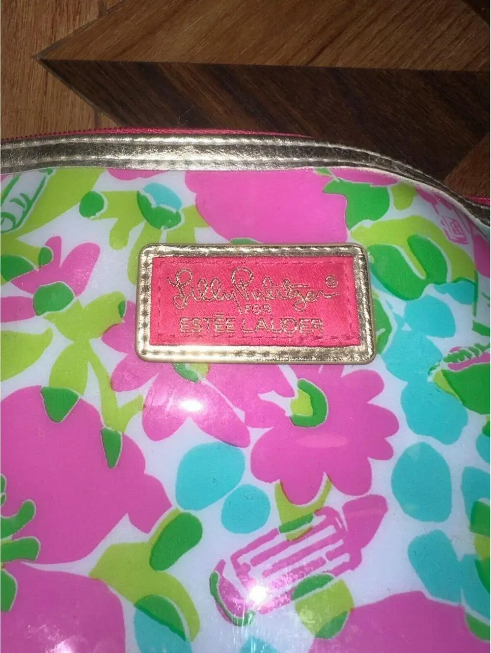 Lilly Pulitzer Estee Lauder Makeup Case Small Zip Bag Pouch Pink Floral